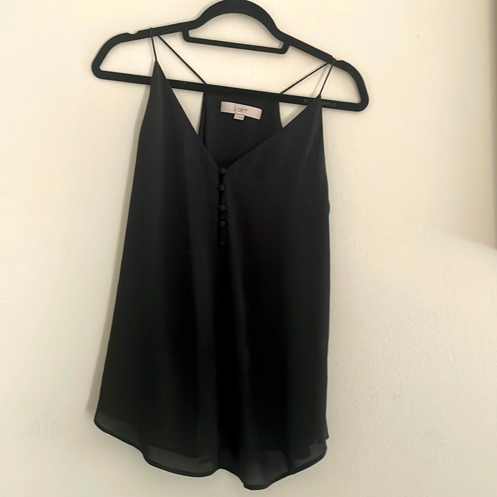 LOFT Black Button Detail Tank